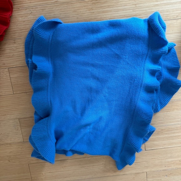 Two ruffled cashmere wraps. Red = 30”X 98” Blue = 72” X 16” - Picture 3 of 3